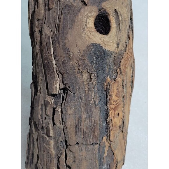 Hand Crafted Wood Tree Log Bark Candle Holder Shelf Decor 10.5" Rustic Cabin - Picture 9 of 10